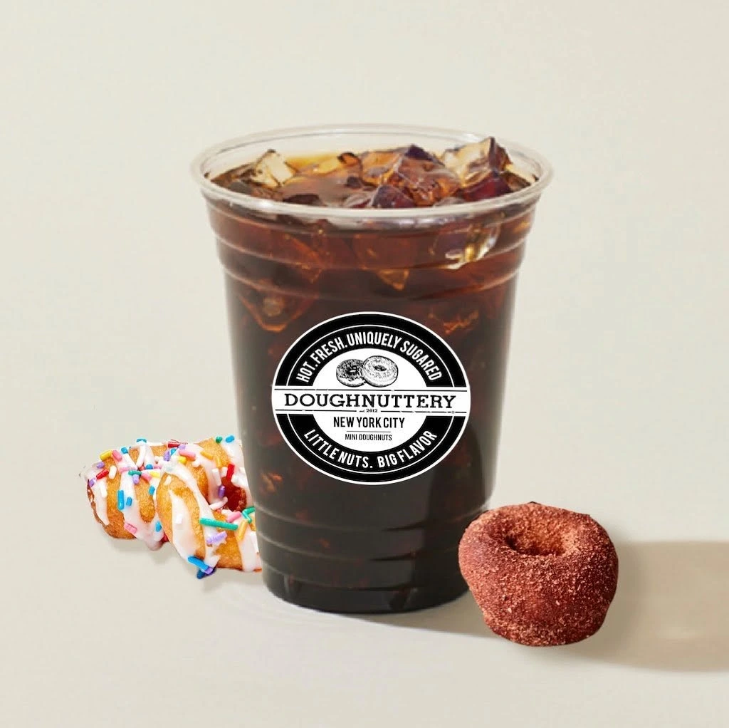Fresh coffee and mini doughnuts